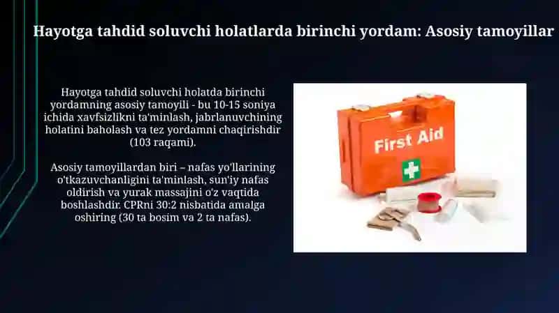 Hayotga tahdid soluvchi holatlarda birinchi yordam ko'rsatish 3