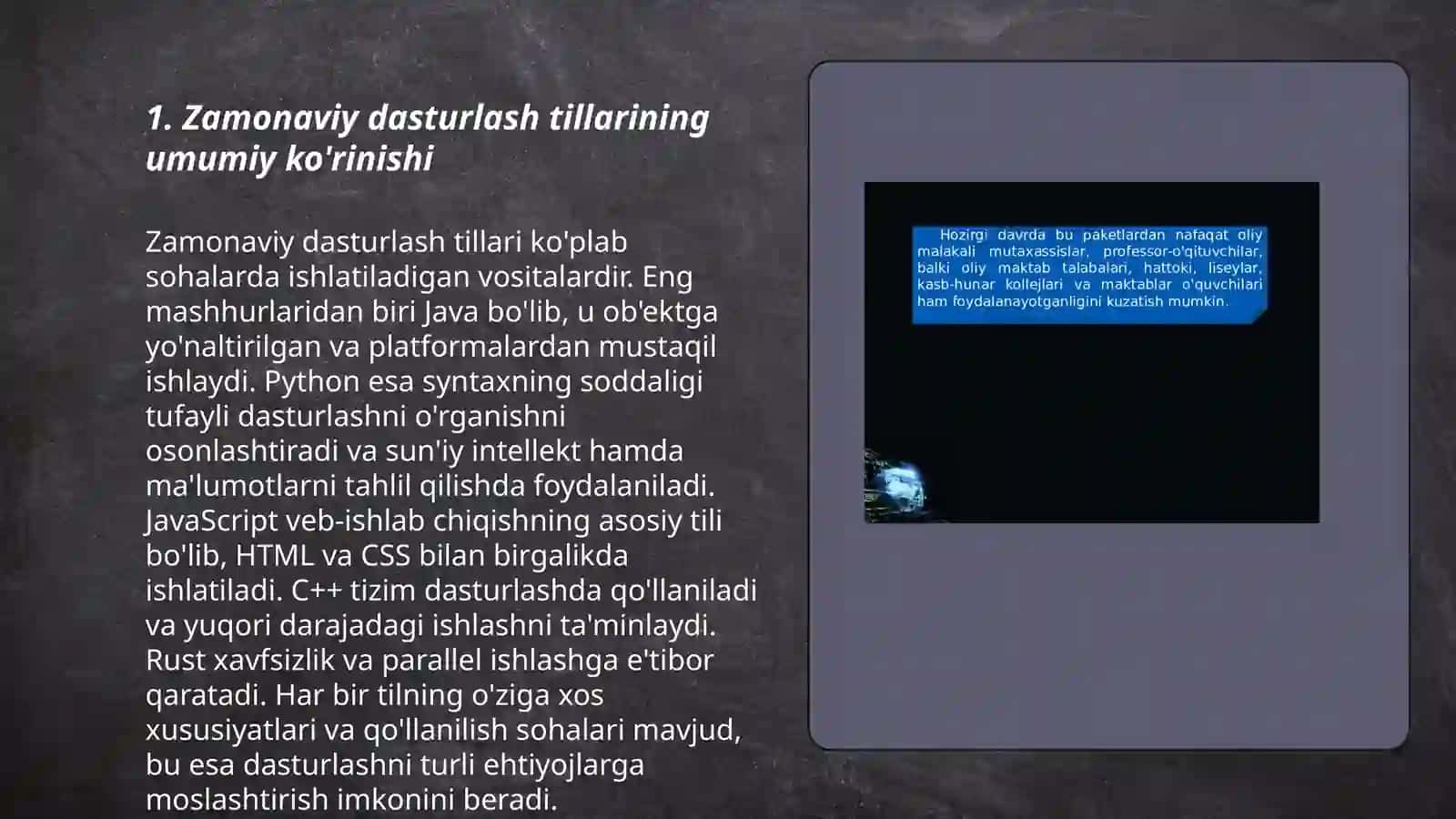 Zamonaviy dasturlash tillari tahlili 3