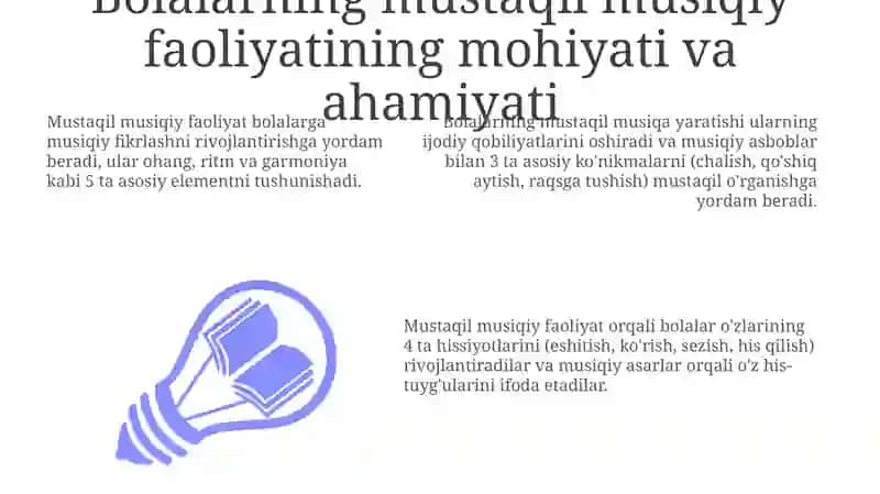 Bolalarni mustaqil musiqiy faoliyati mazmuni va ahamiyati 3