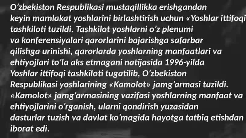 Oʻzbekistonda yoshlar siyosati va uning ahamiyati. Barkamol avlodni tarbiyalashning asosiy yoʻnalish 3