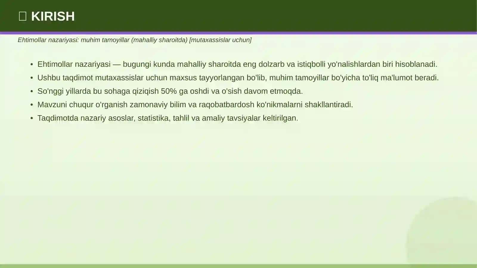 Ehtimollar nazariyasi: Muhim tamoyillar (mahalliy sharoitda) 3