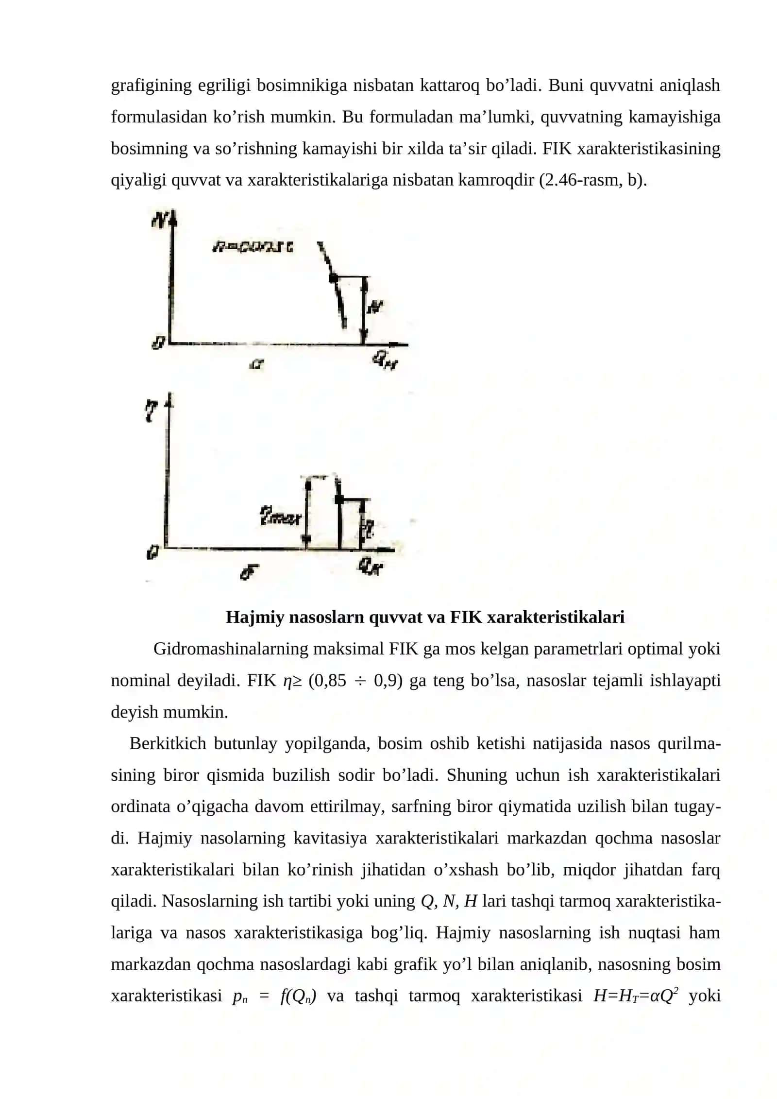 Hajmiy nasoslarning bosimi xarakteristikasi 3