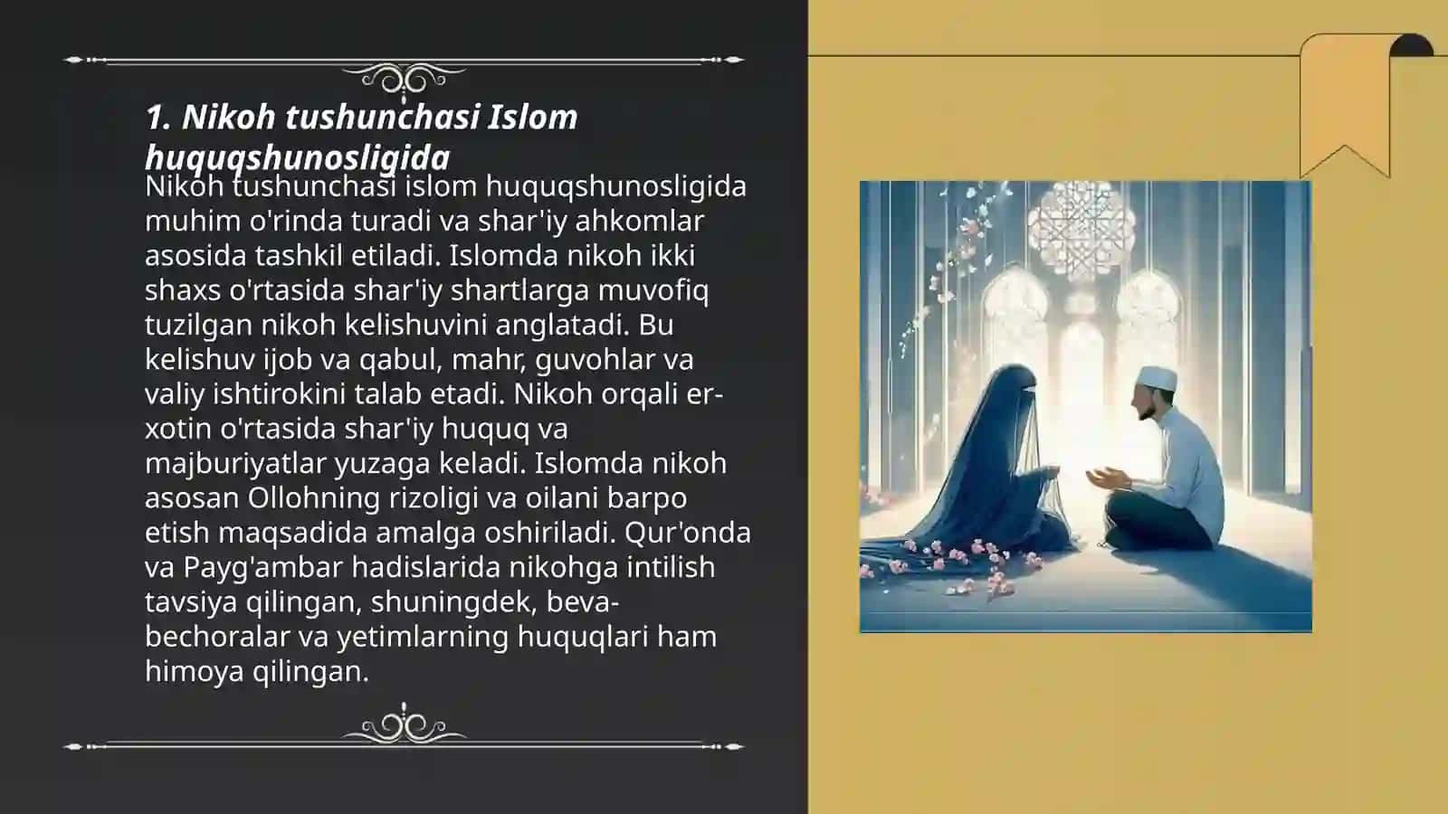 Islom huquqshunosligida oila nikoh taloq idda ziho tushunchalarini ta’riflash 3