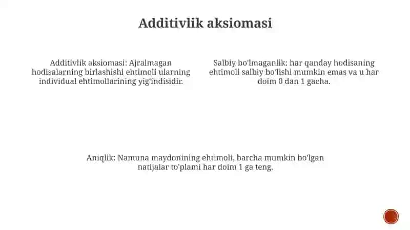 A.N.Kolmogorov Aksiomalaridan Kelib ChiqqanEhtimolningXossalari 3