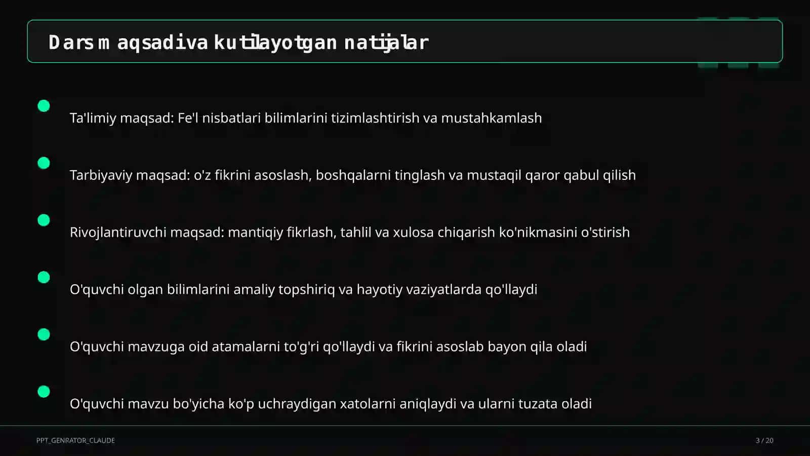 Fe'l nisbatlari (7-sinf) 3