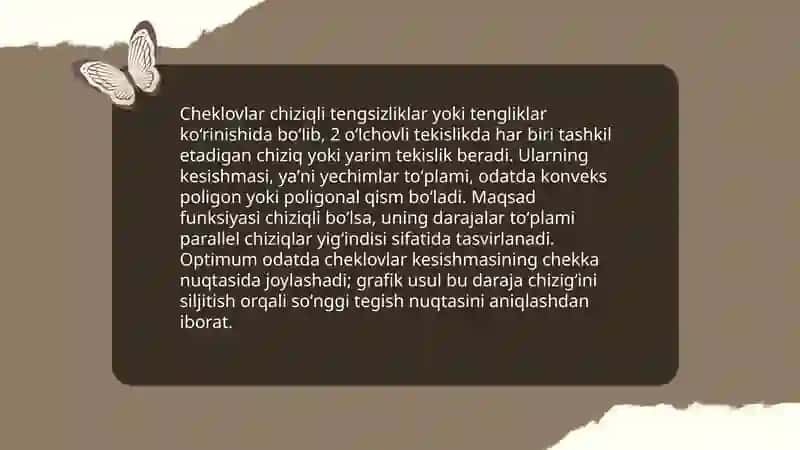 Cheklovlar va maqsad funksiyasining grafik ifodalanishi 3