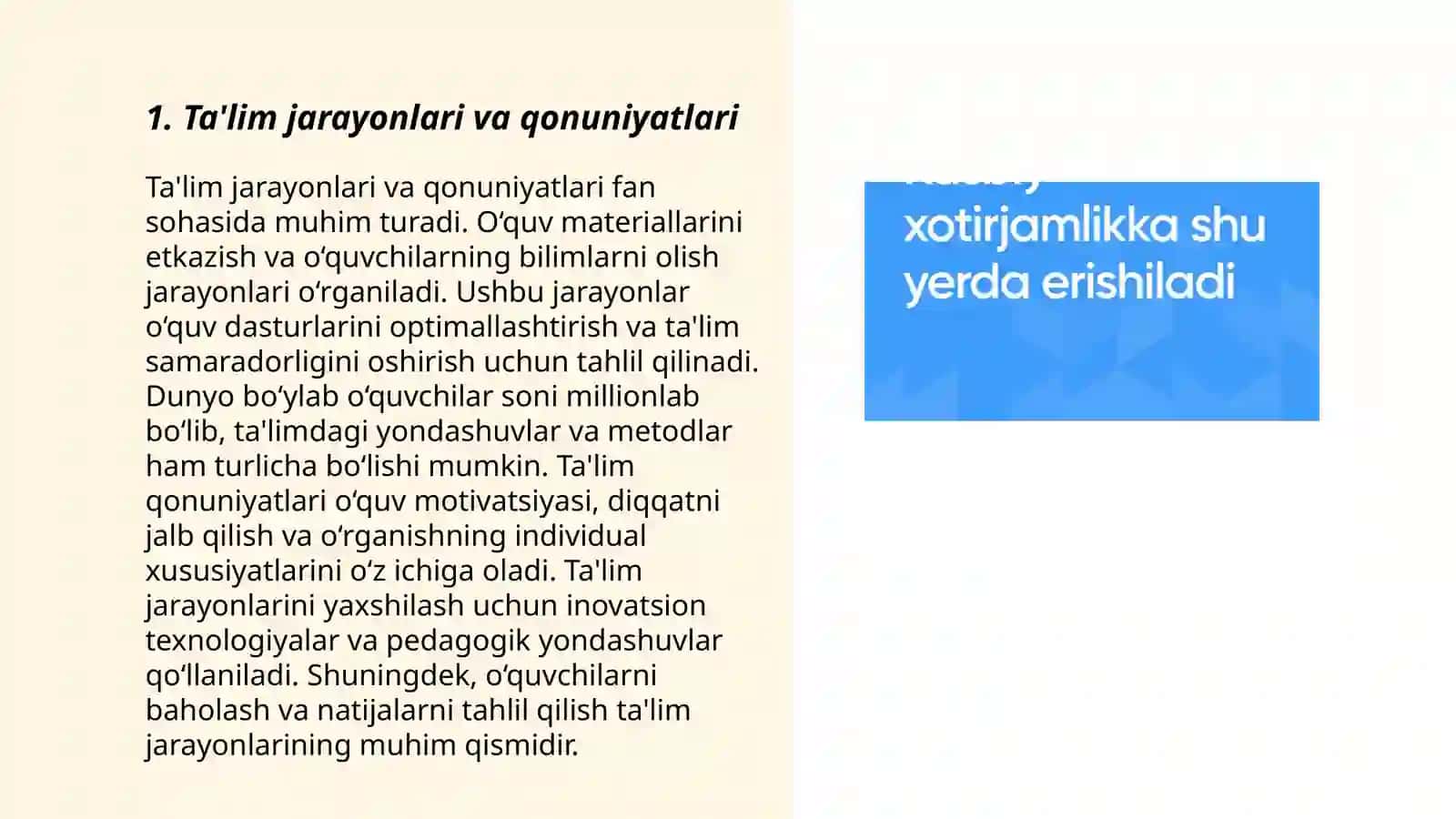 Ta'lim qonuniyatlari, qonuniyatlari va prinsiplari 3