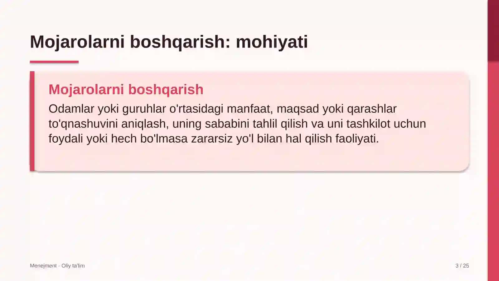 Kattalar ta'limida mojarolarni boshqarish 3