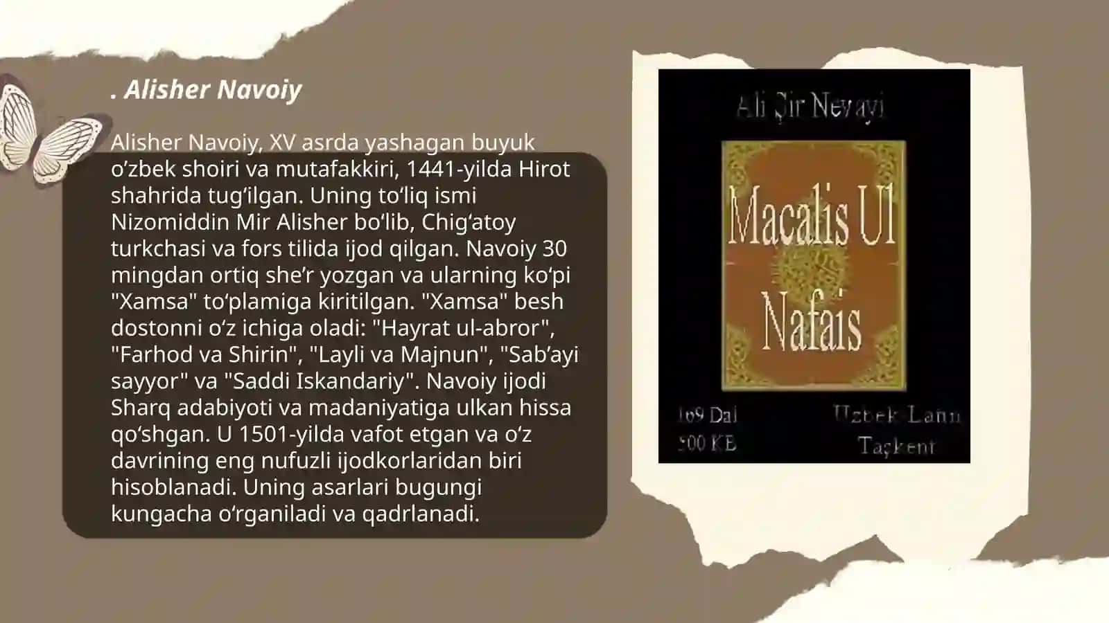 A Navoiyning majolis un nafois asaridagi turkiy ijodkorlar haqida ma'lumot 3