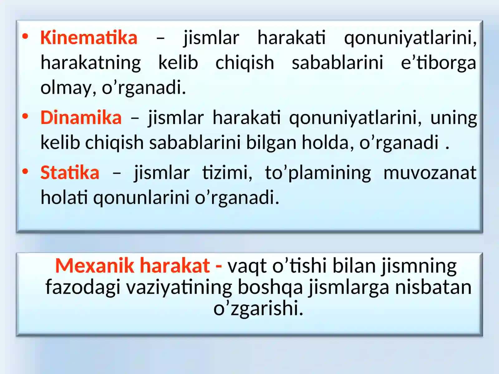 Mutloq qattiq jismning ilgarilanma va aylanmaharakati. Massalar markazi. Qattiq jismning inersiya momenti. Impul's momenti, kuch momenti. Qattiq jism aylanma harakati dinamikasining asosiy tenglamasi. Giroskoplar 3