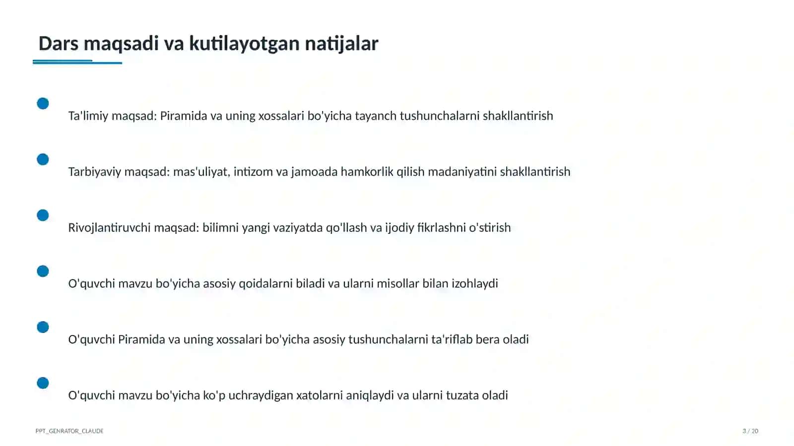 Piramida va uning xossalari (10-sinf) 3