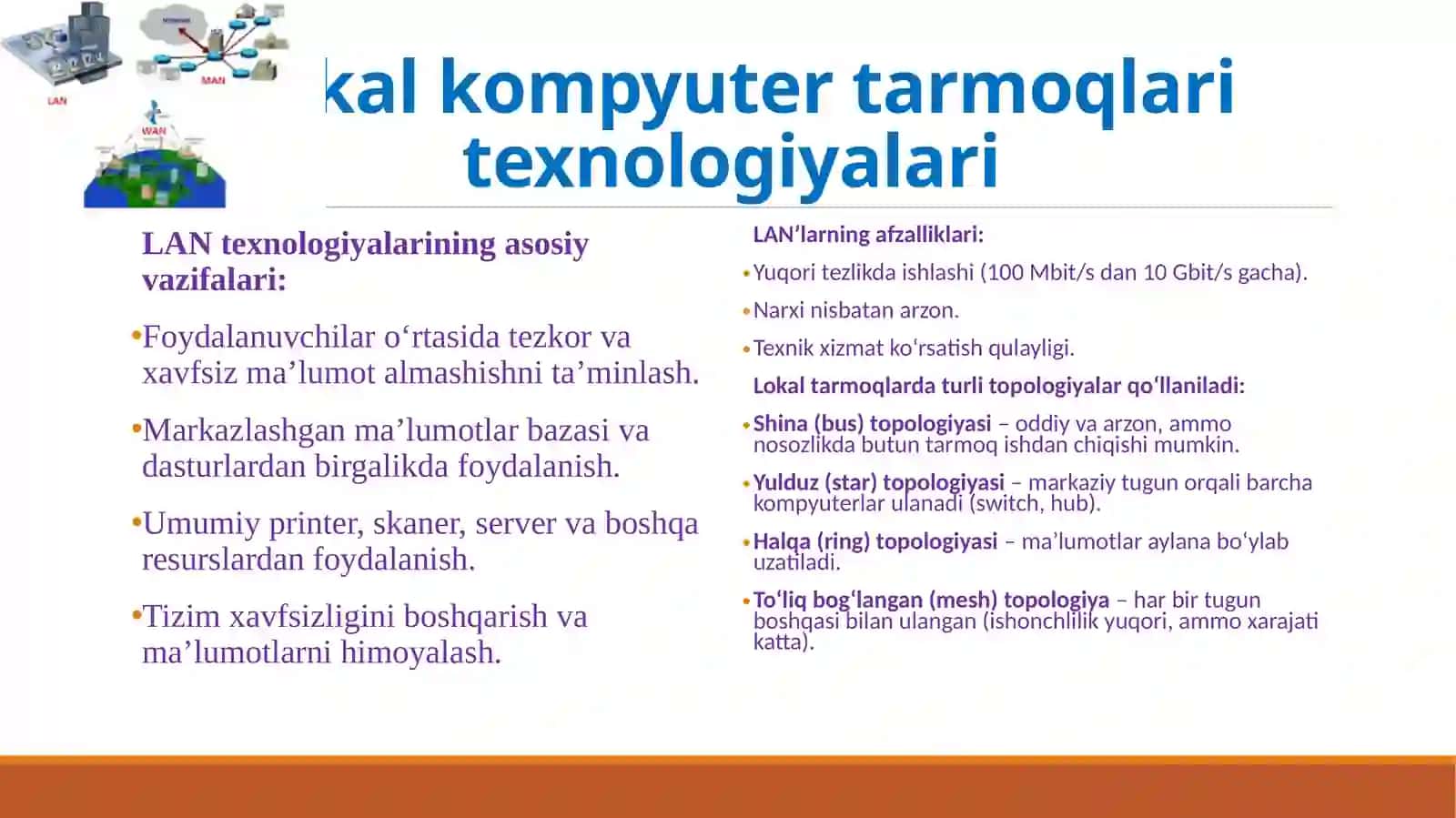 Kompyuter tarmoqlari texnologiyalari va ularda qo‘llaniladigan kommunikatsion qurilmalar 3