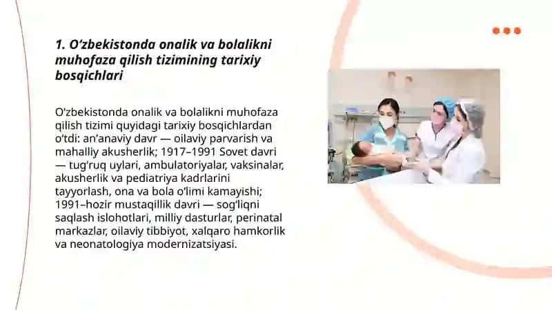 Oʻzbekistonda onalik va bolalikni muhofaza qilish tizimining rivojlanishi 3