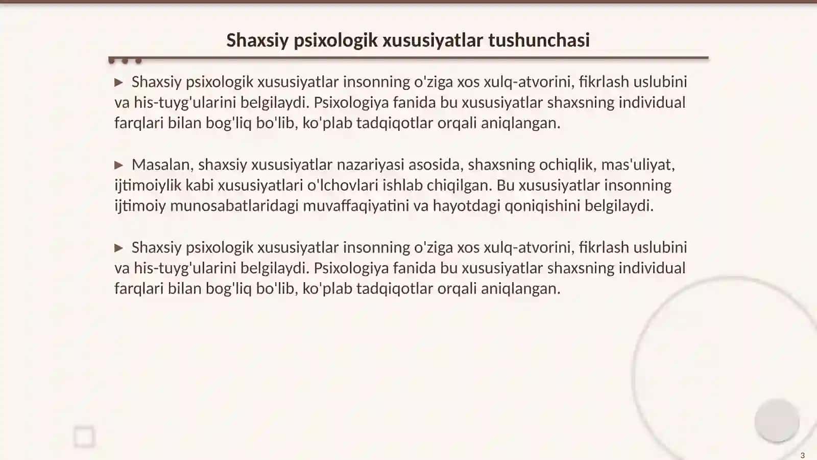Shaxsiy psixologik xususiyatlar tushunchasi 3