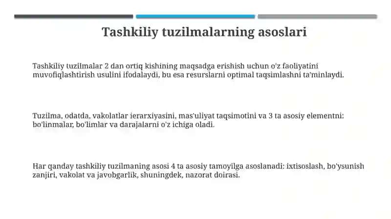 Tashkiliy boshqaruv tuzilmalari 3