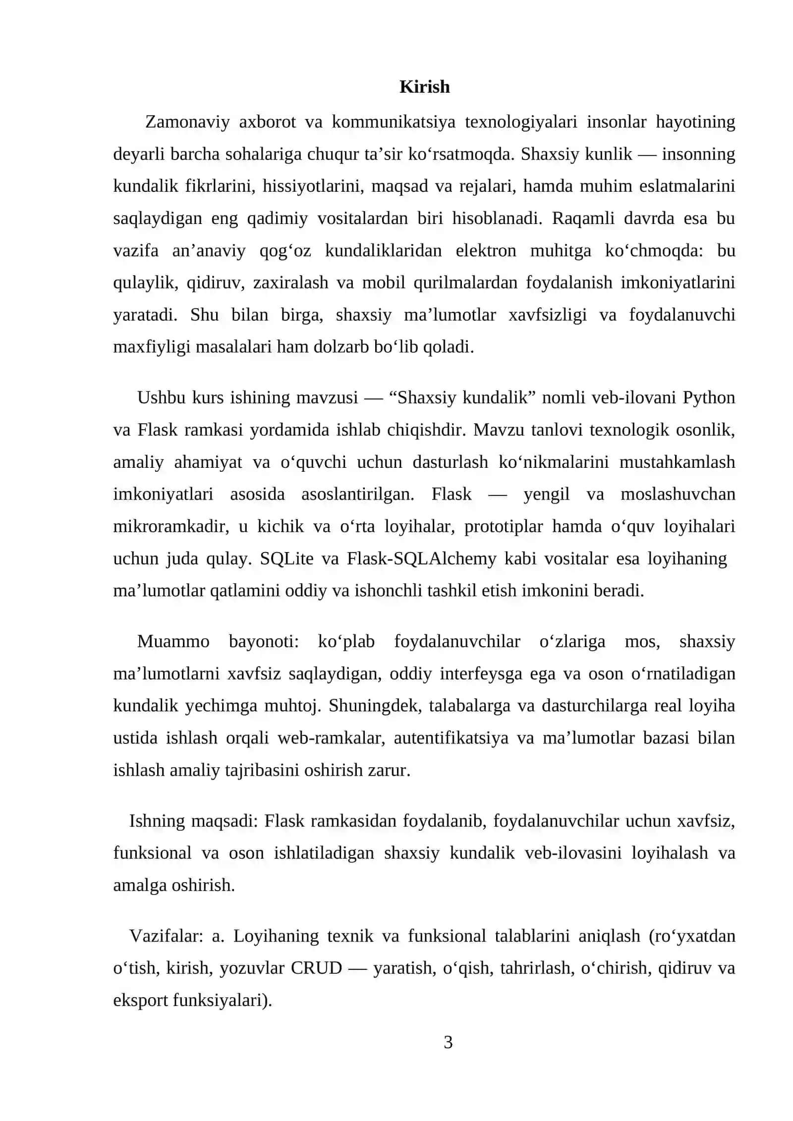 SHAXSIY KUNDALIK SAYTI YARATISH kurs ishi 3