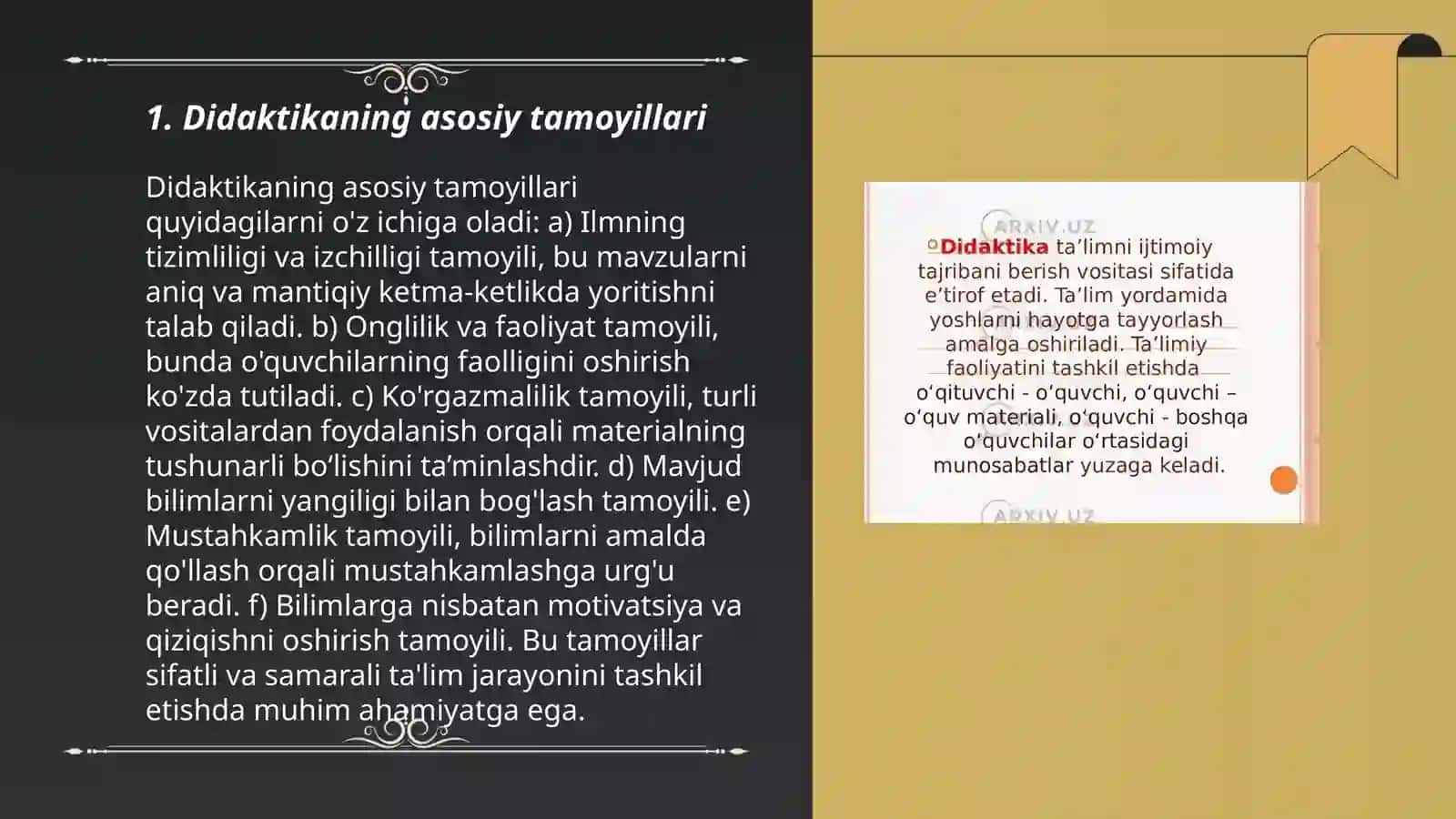 Didaktika ta'lim nazaryasi va ta'lim jarayoni yagona tizimi sifati 3