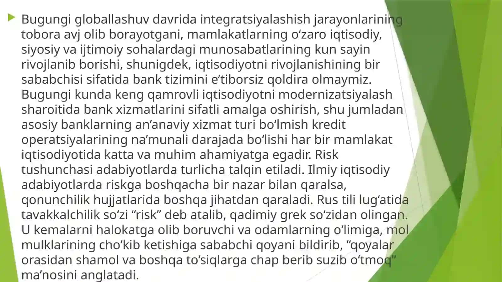 Tijorat banklari faoliyatidagi kredit riski darajasini baxolash boyicha ko’rsatkichlar taxlili 3