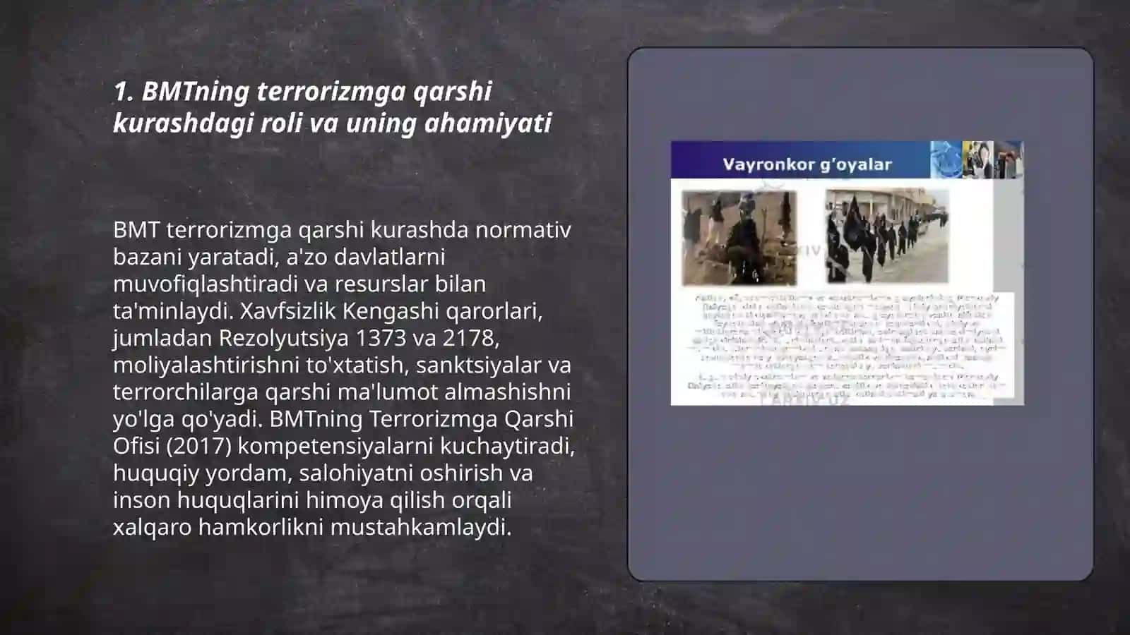 BMTning terrorizmga qarshi kurashdagi roli va uning ahamiyati 3