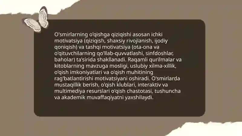 O'smirlarning kitobxon sifatidagi xususiyatlari 3