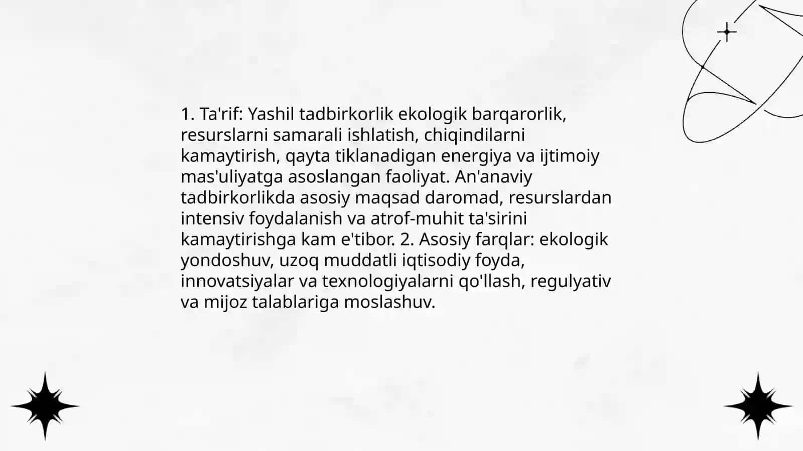 Yashil tadbirkorlikning an'anaviy tadbirkorlikdan farqi 3