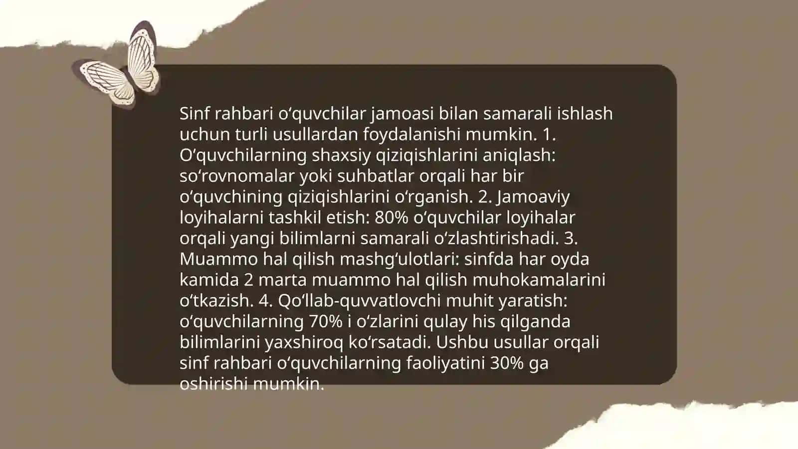 Sinf rahbarining oʻquvchilar jamoasi bilan ishlash usullari 3
