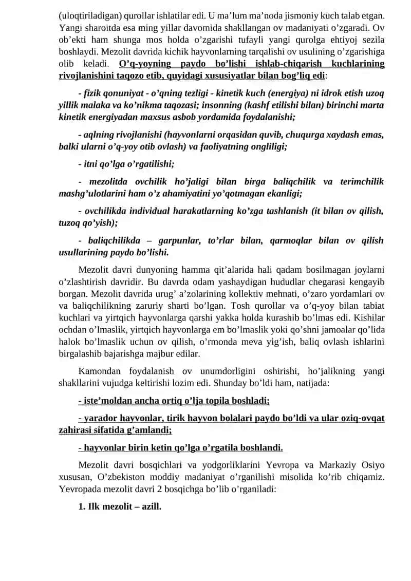 4-seminar: Mezolit davri xo‘jaligi va moddiy madaniyati 3