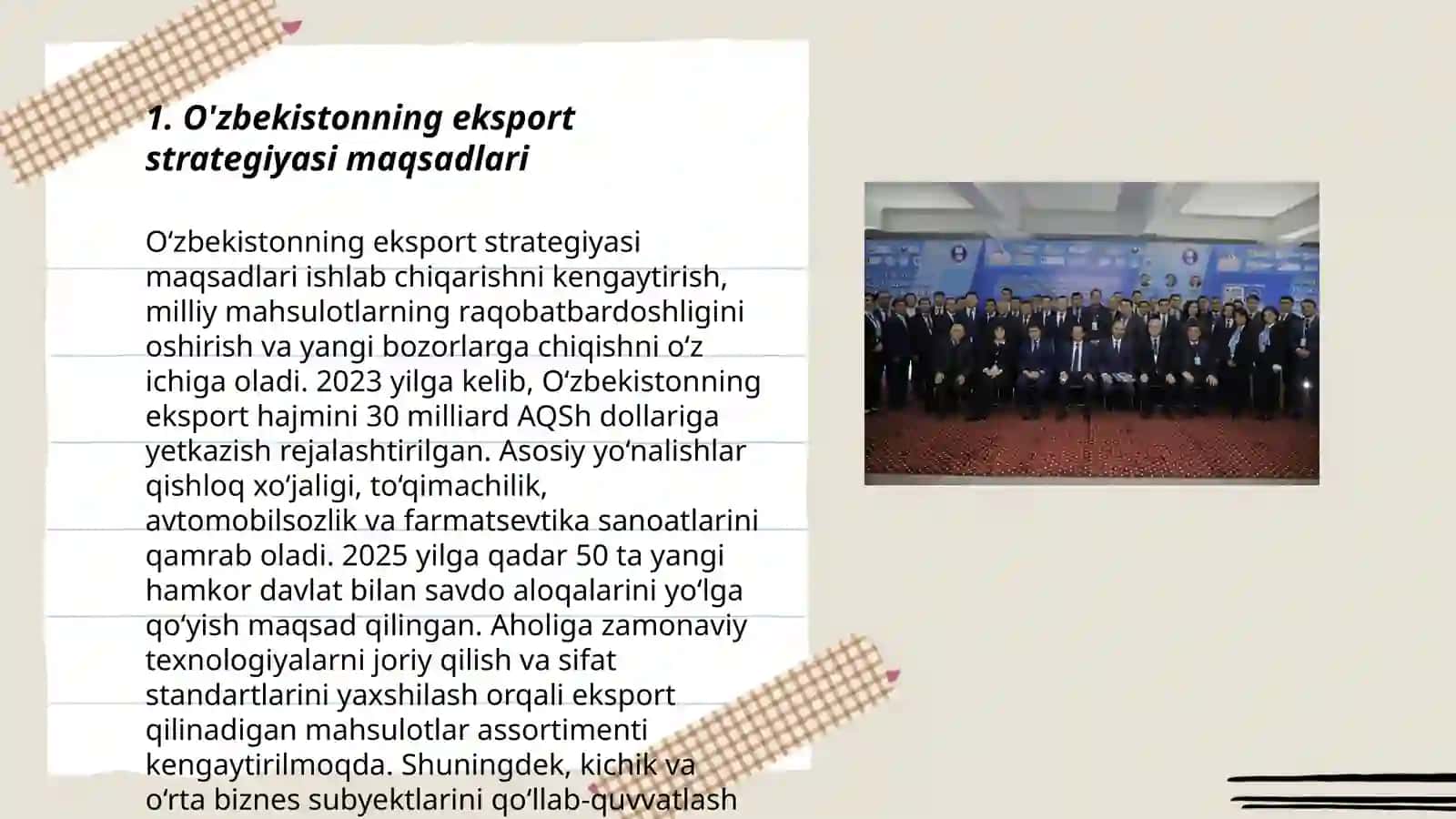 O'zbekiston Respublikasining eksport tovarlar strategiyasi 3
