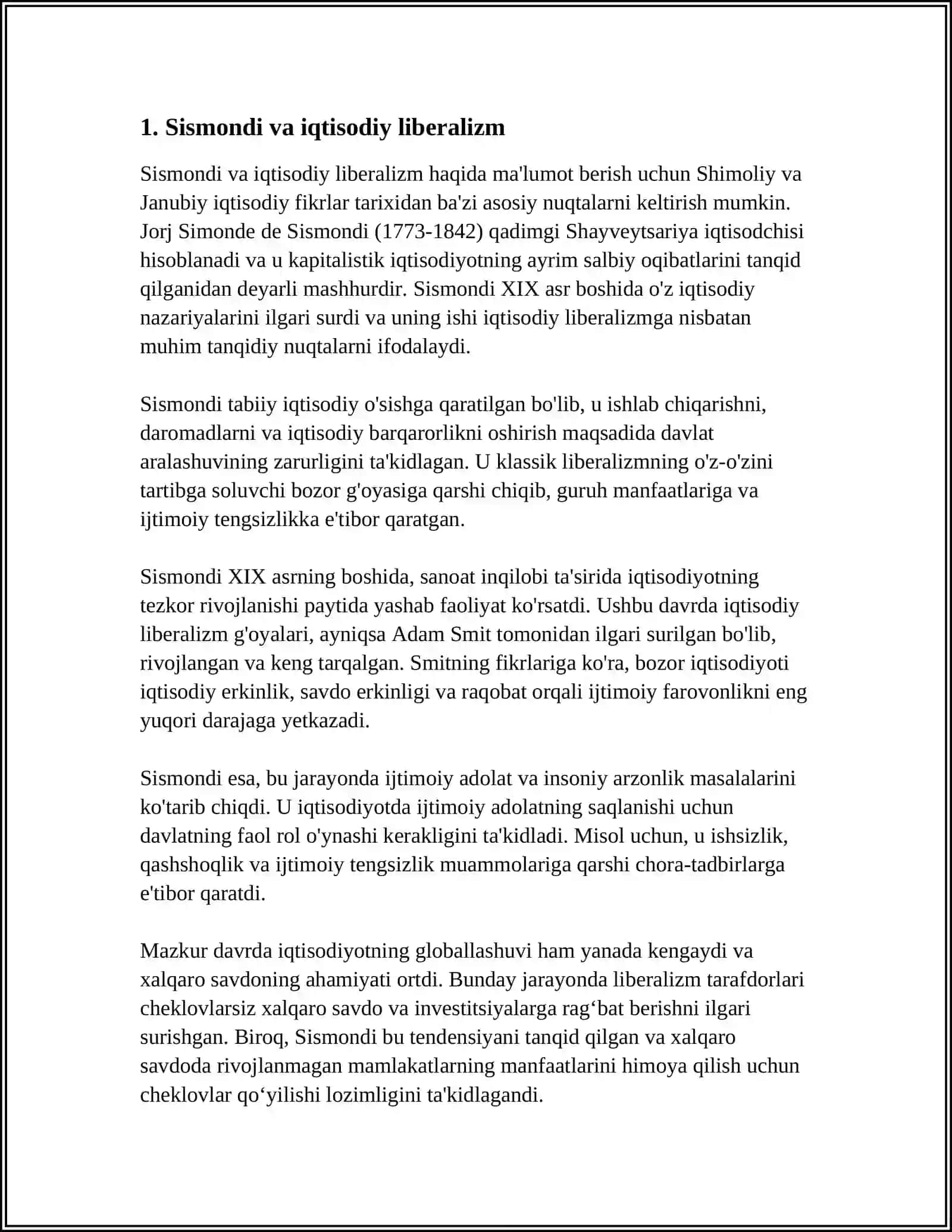 SISMONDI, PRUDON VA Z.RODBERTUS QARASHLARIDAGI UMUMIYLIK,XUSUSIYLIK 3