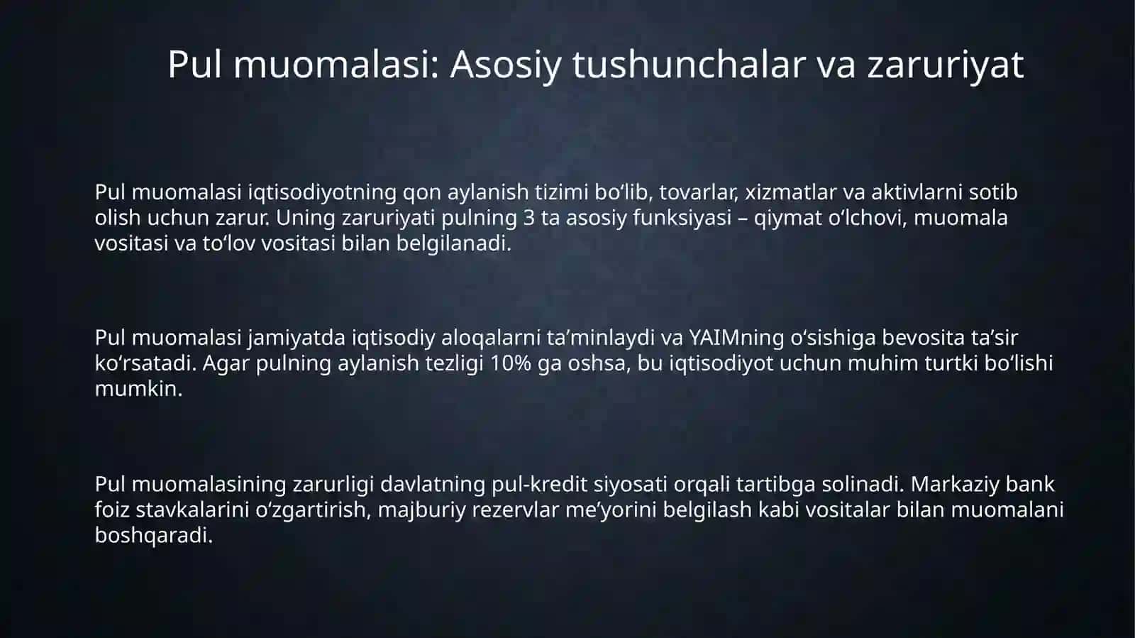 Pul muomalasi va uning amal gilish gonunivatlari 3