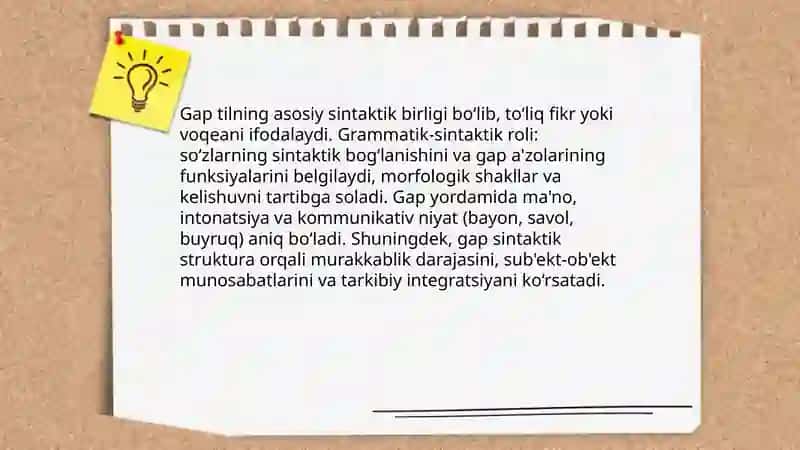 Grammatik sintaksiz soz birikmasi: Gap 3