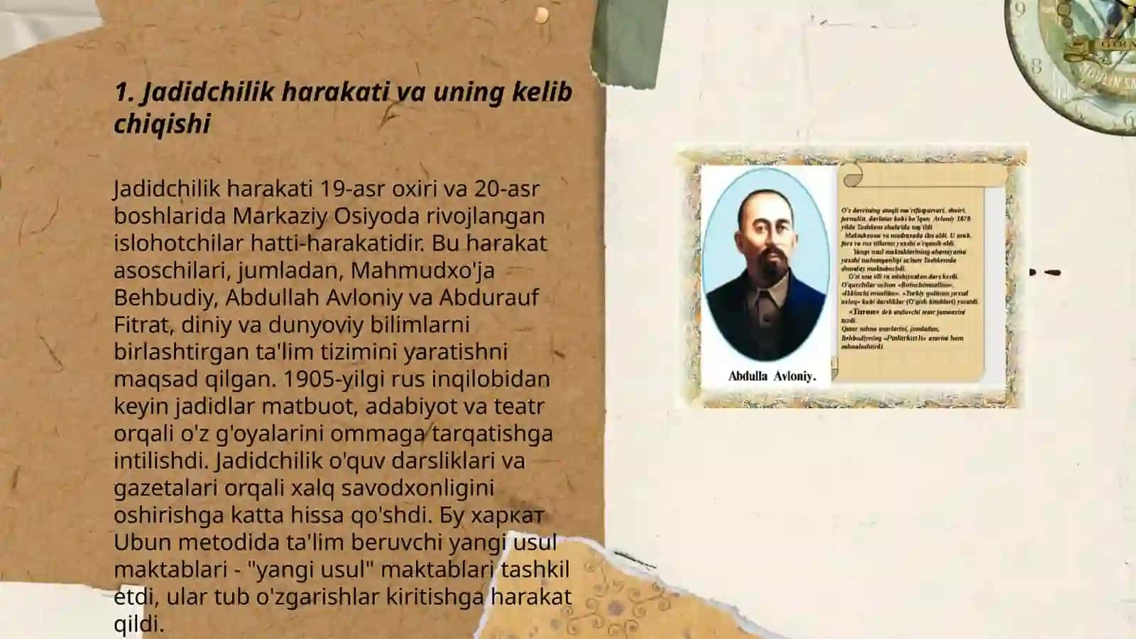 Jadid marifatparvarlarining ólka ijtimoiy- ma'naviy hayotida tutgan órni (Munavvarqori, Fitrat, Behbudiy,Avloniy) 3