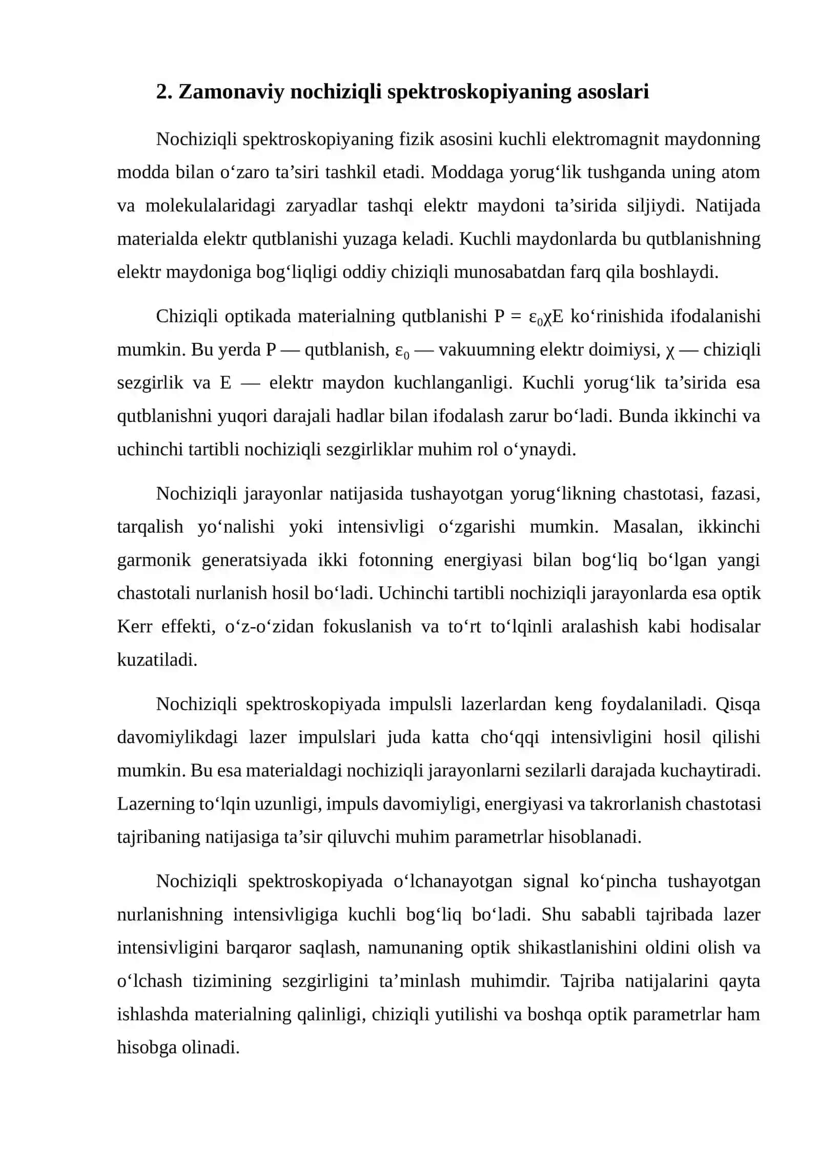 Zamonaviy nochiziqli spektroskopiyasi asoslari 3