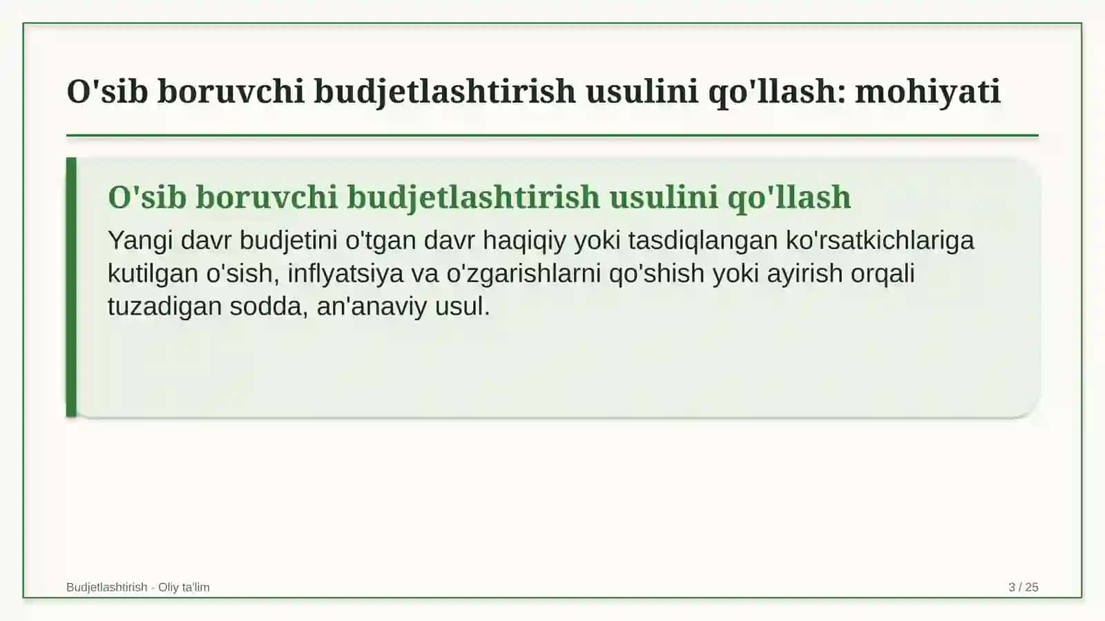 yuqori tezlikdagi temir yo'l qatnovida o'sib boruvchi budjetlashtirish usulini qo'llash 6170 3