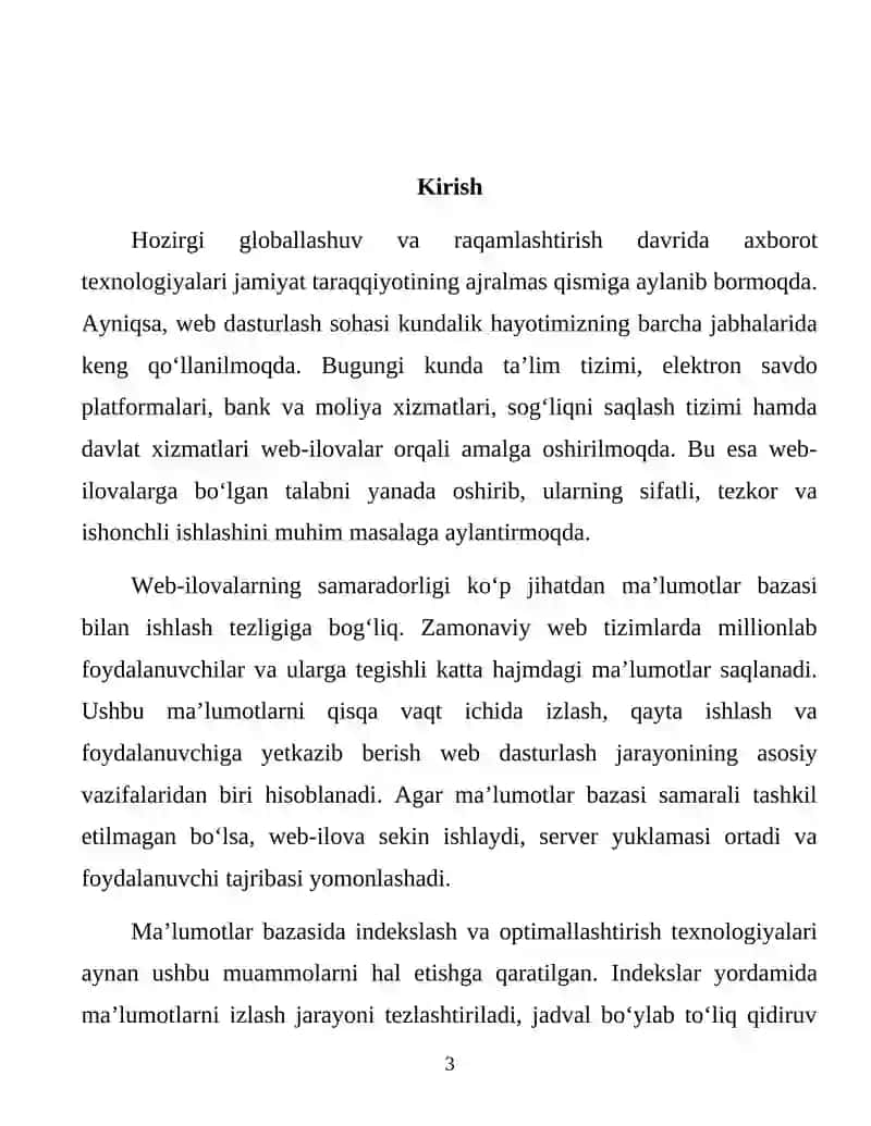 Indekslar va optimallashtirish kurs ishi 3