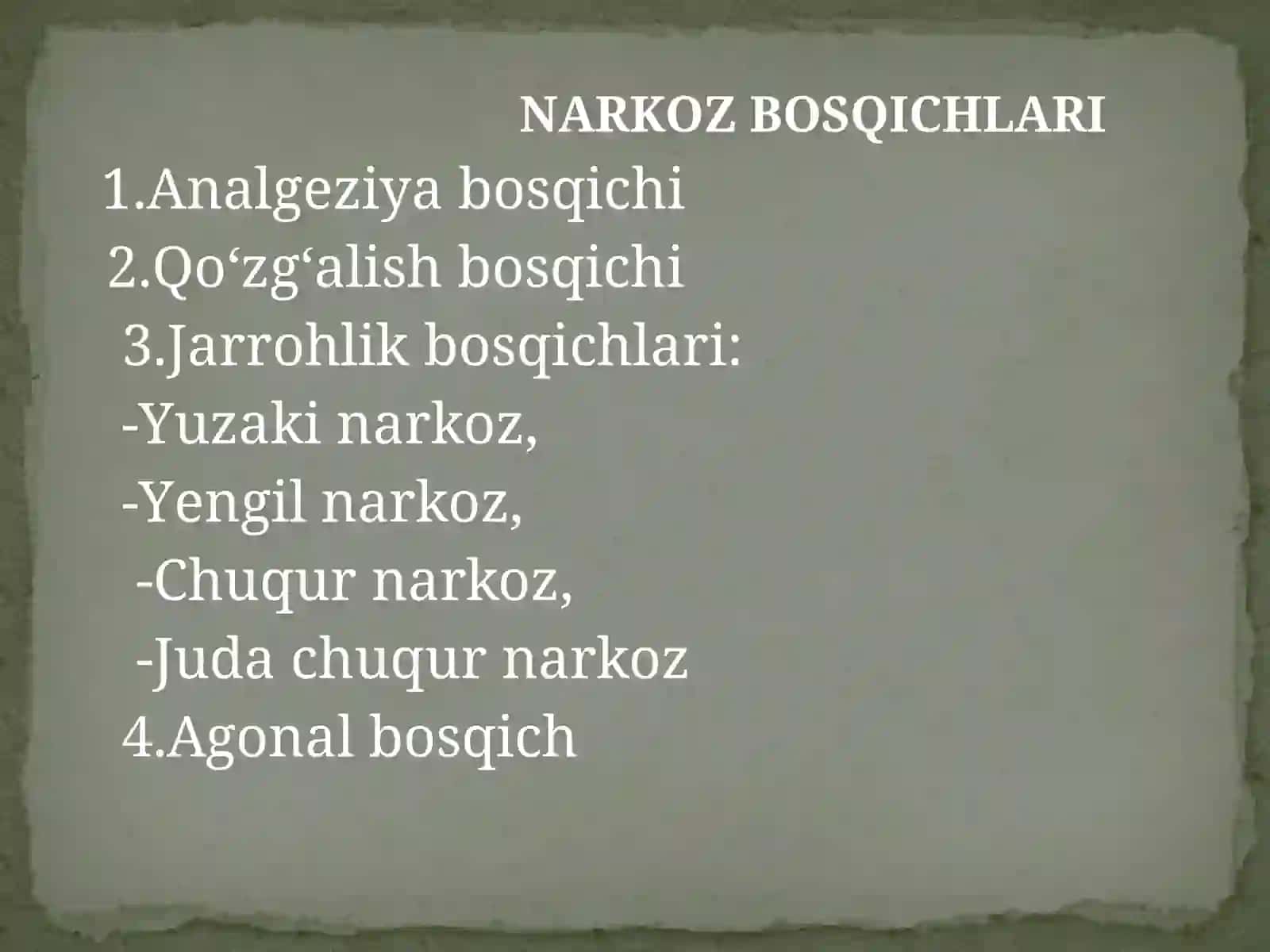 Narkoz vositalari.AnestetiklarfarmakologiyasiUxlatuvchi vositalar 3