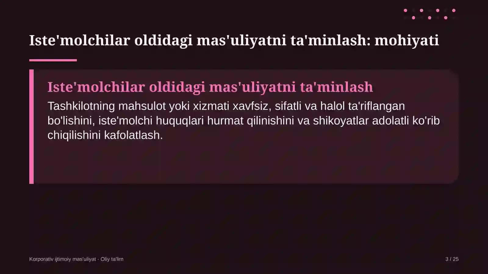Korporativ Ijtimoiy Mas'uliyat · Oliy Ta'limg 3