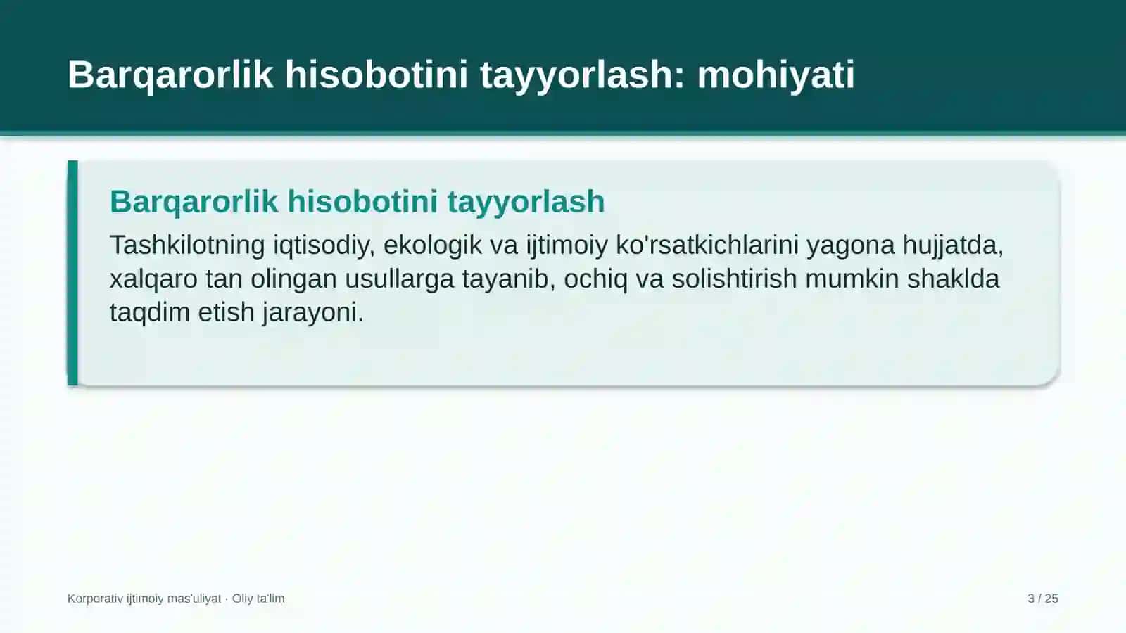 Bolalar o'yin markazlarida barqarorlik hisobotini tayyorlash 3