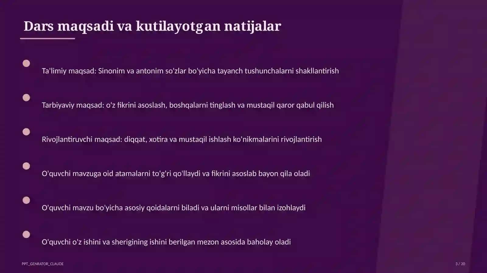 Sinonim va antonim so'zlar (3-sinf) 3