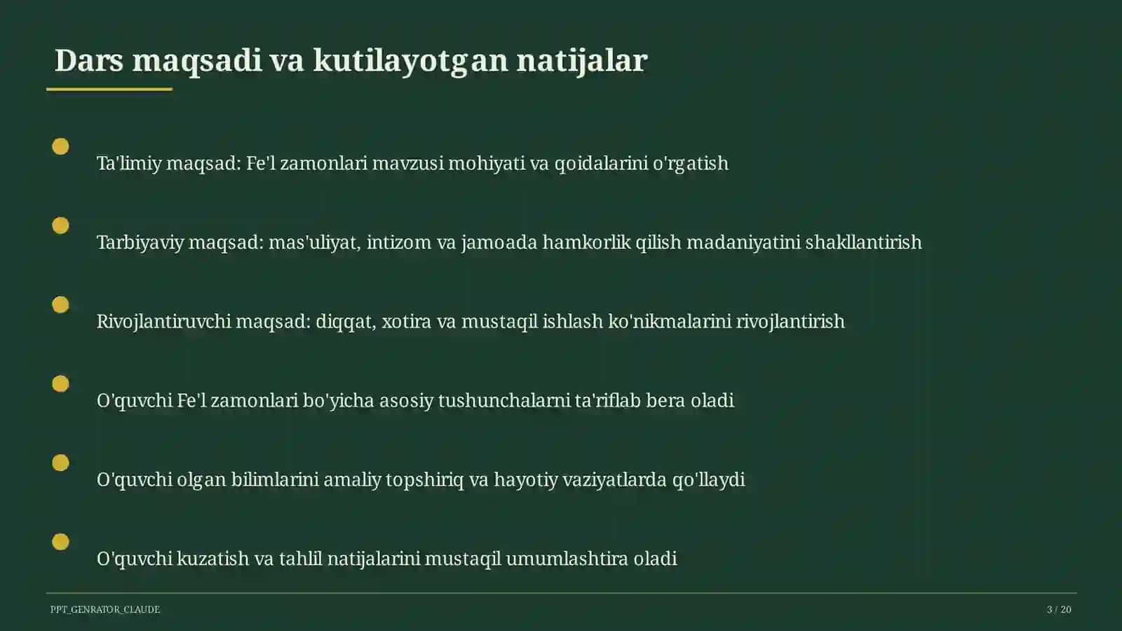 Fe'l zamonlari (4-sinf) 3