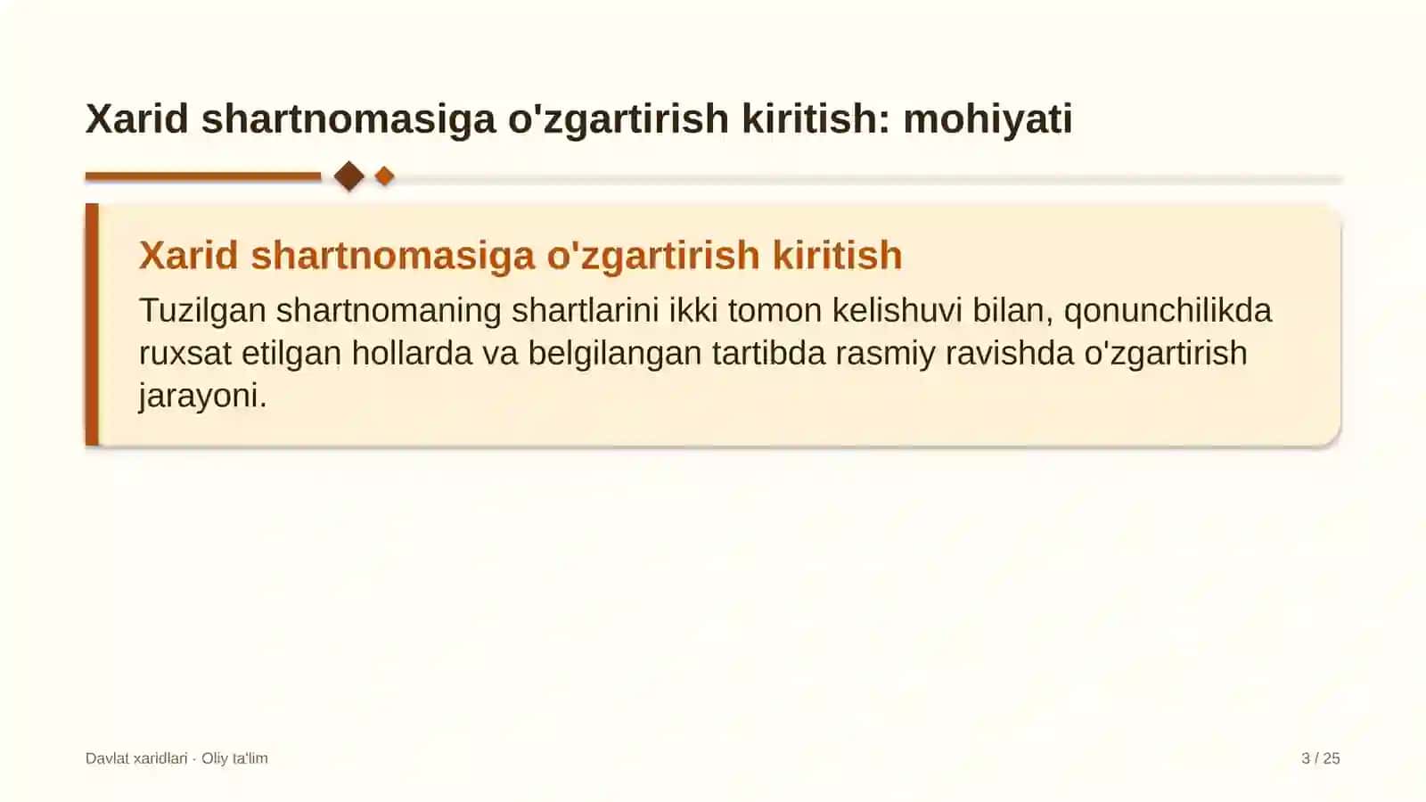 Dam olish maskanlarida xarid shartnomasiga o'zgartirishlar kiritish tartibi 3