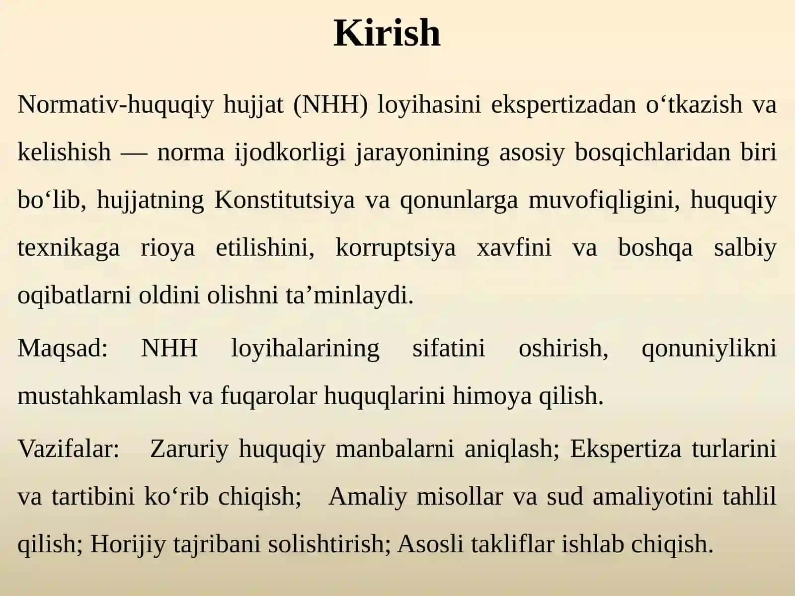 Normativ-huquqiy hujjat loyihasini ekspertizadan o‘tkazish va kelishish 3