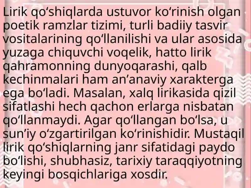 Lirik qoʻshiqlar 3