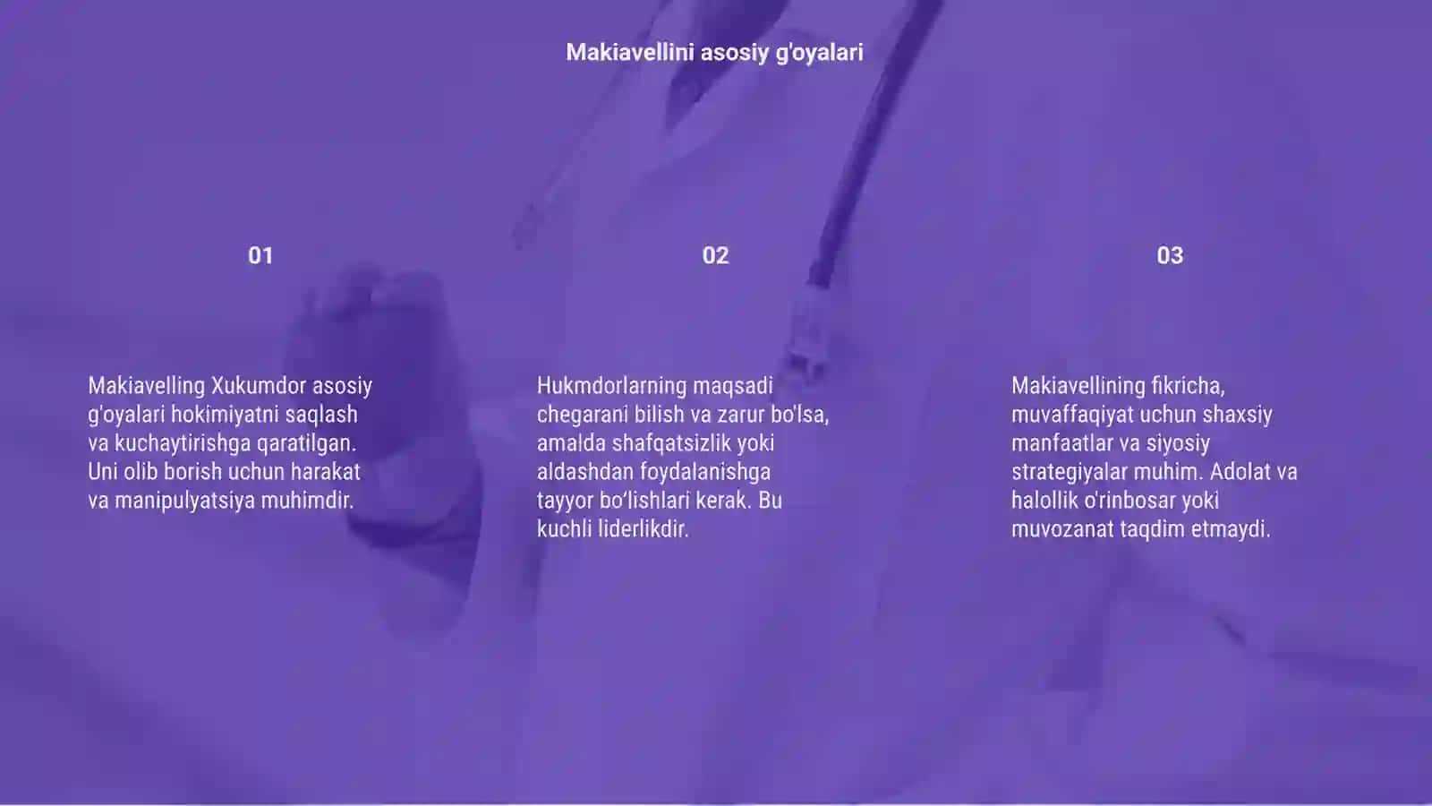 Makiavellining " Xukumdor" asari boʻyicha 3