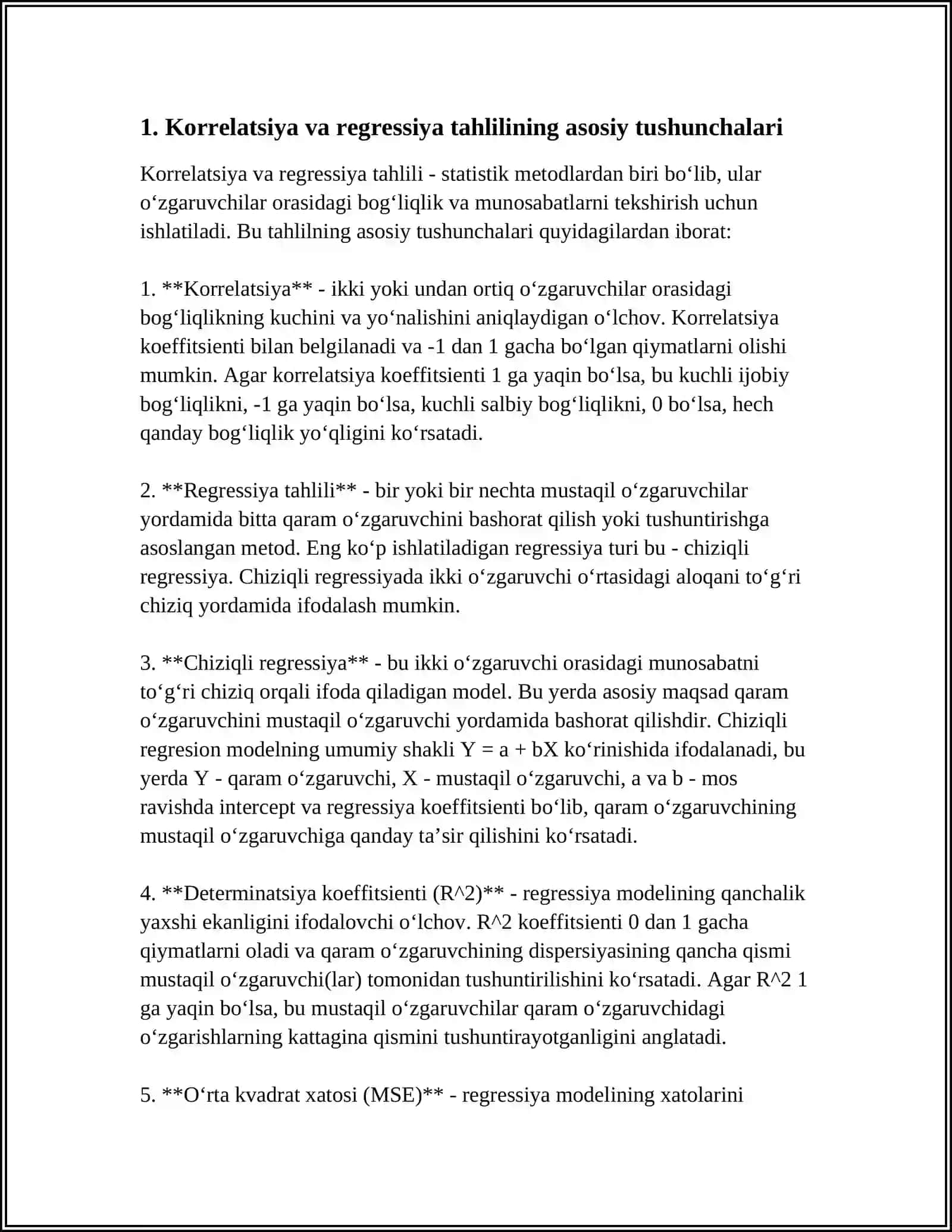 KORRELYATSION-REGRESSION TAHLILINING AHAMIYATINI TUSHUNTIRISH 3
