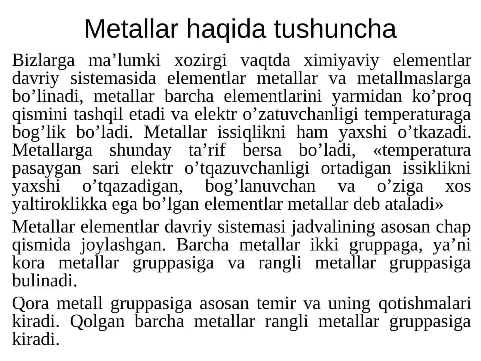Materiallar xaqida tushuncha 3