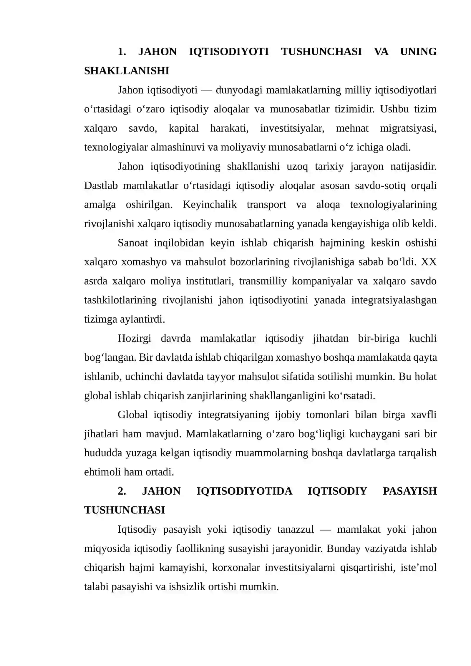 JAHON IQTISODIYOTINING GLOBAL PASAYISHI VA UNING OQIBATLARI 3