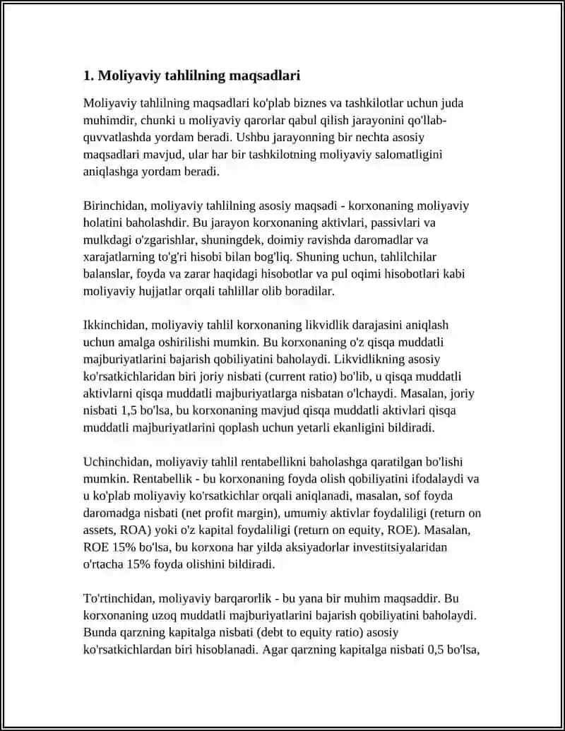 Moliyaviy tahlilning turlari va ularni o'tkazish uslublari 3