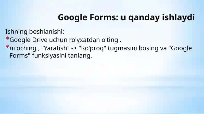 Google Forms - so'rovnomani qanday yaratish kerak 3