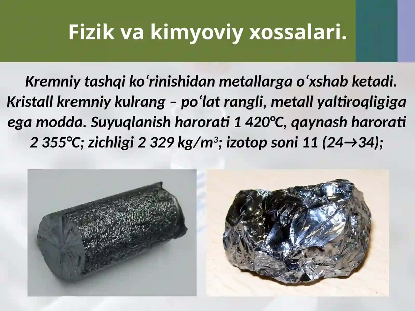 Kremniyning xossalari 3